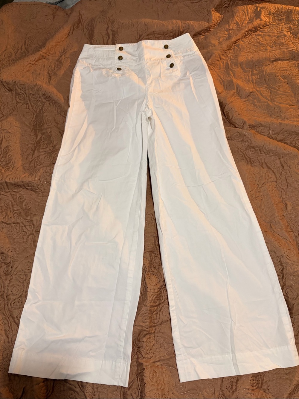 Lauren Ralph Lauren White High-Rise Sailor Wide-Leg Pants